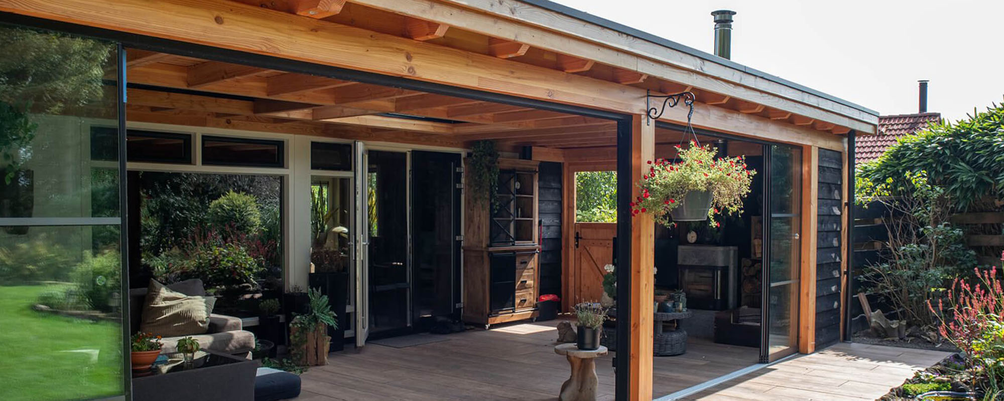 Tuinkamers met vlak dak